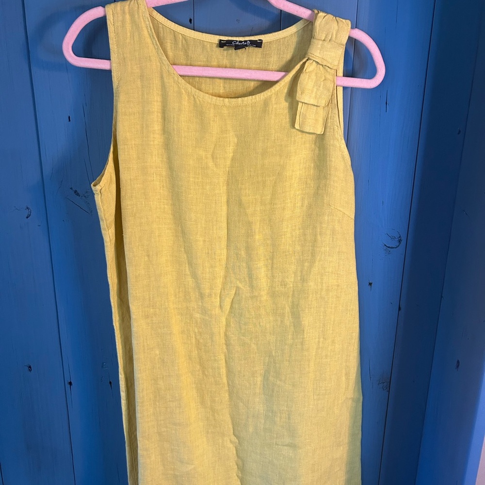 CHARLIE B Yellow 100% Linen Sleeveless Dress | Women’s Size Medium